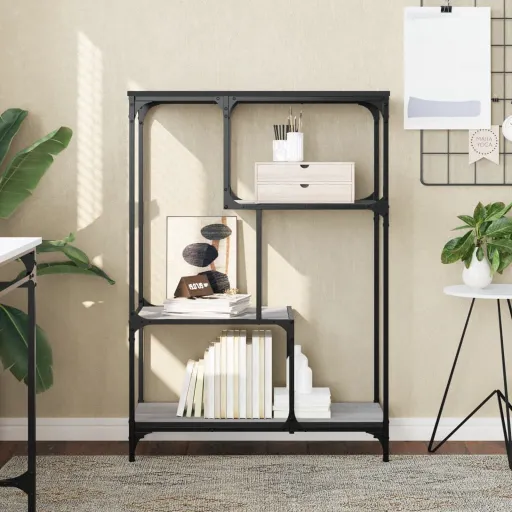 Estante 81x36x115 cm Derivados de Madeira e Aço Cinzento Sonoma