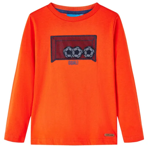 T-Shirt de Manga Comprida para Criança Laranja Brilhante 104