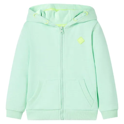 Sweatshirt para Criança com Capuz e Fecho Verde-Brilhante 128