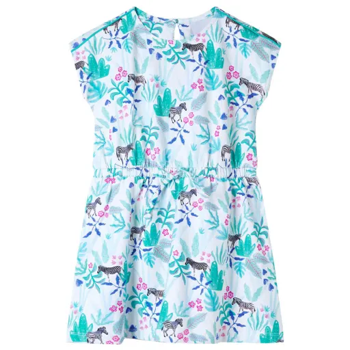 Vestido para Criança Cor Cru e Menta-Escuro 116
