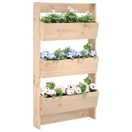 Floreira de Parede com 3 Caixas 60x18,5x110 cm Pinho Maciço