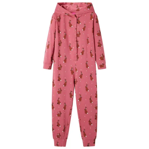 Macacão de Criança com Capuz Rosa Velho 92
