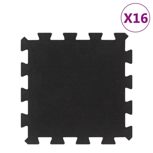 Ladrilhos de Borracha   16 mm 30x30 cm Preto (16 pcs)