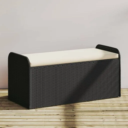 Banco de Arrumação com Almofadão 115x51x52 cm Vime PE Preto