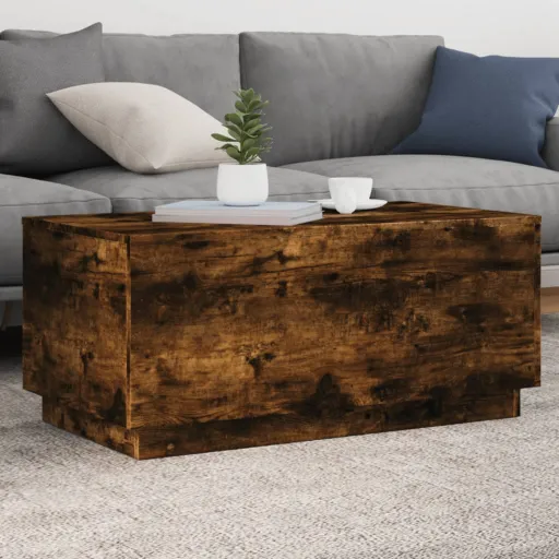 Mesa de Centro com Luzes LED 90x50x40 cm Carvalho Fumado