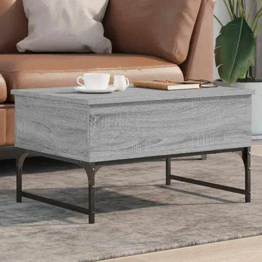 Mesa de Centro 70x50x40 cm Deriv. Madeira/Metal Cinzento Sonoma