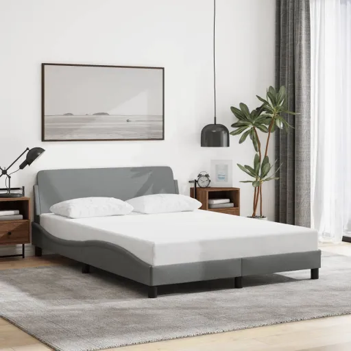Estrutura de Cama Dover 120x200 cm Tecido Cinzento-Claro