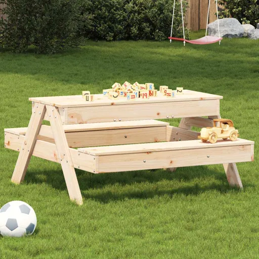 Mesa de Piquenique com Caixa de Areia Infantil Pinho Maciço