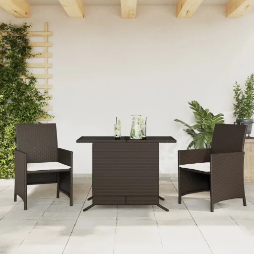 Conjunto Bistrô com Almofadões Vime PE Castanho (3 pcs)