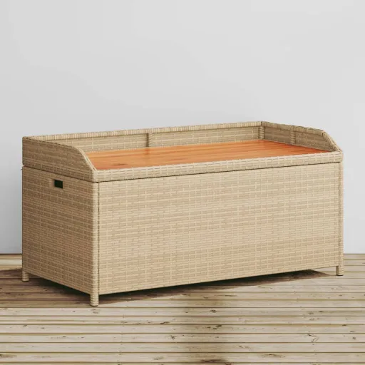 Banco de Arrumação 100x50x52 cm Vime PE/Acácia Mistura de Beges