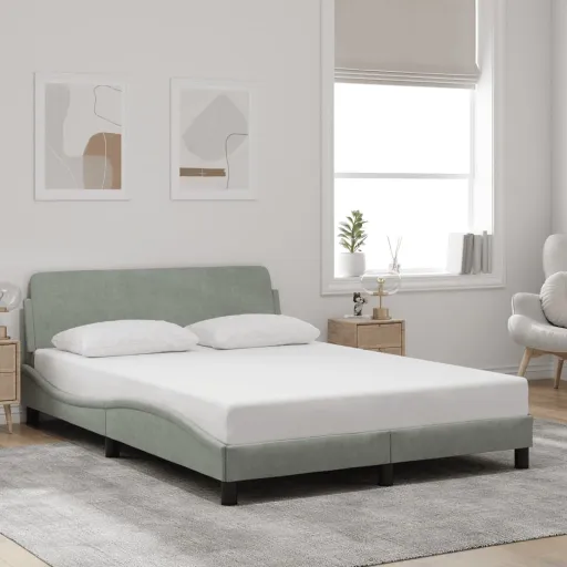 Estrutura de Cama Dover 140x190 cm Veludo Cinzento-Claro