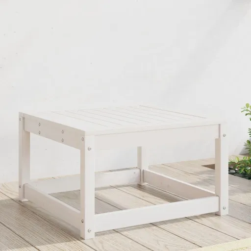 Apoio de Pés para Jardim Madeira de Pinho Maciça Branco