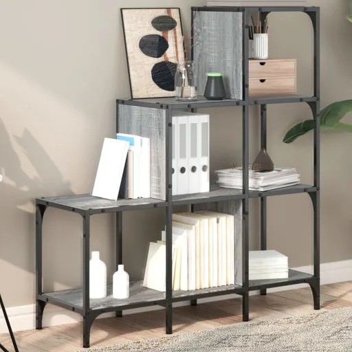 Estante 92x30x102 cm Derivados de Madeira e Metal Cinza Sonoma