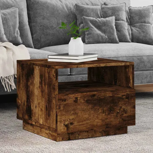 Mesa de Centro com Luzes LED 50x49x40 cm Carvalho Fumado