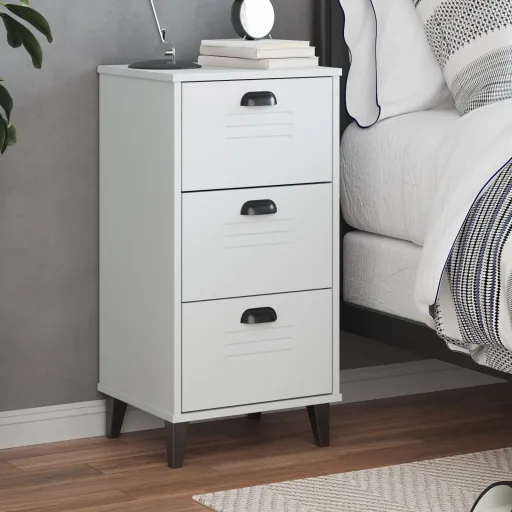 Mesa de Cabeceira VIKEN Derivados de Madeira Branco