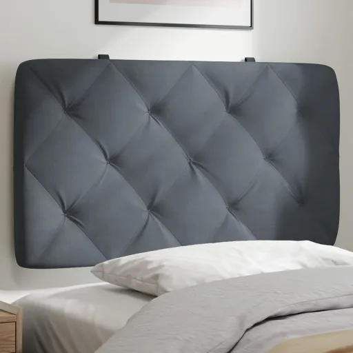 Almofadão de Cabeceira 90 cm Veludo Cinzento-Escuro