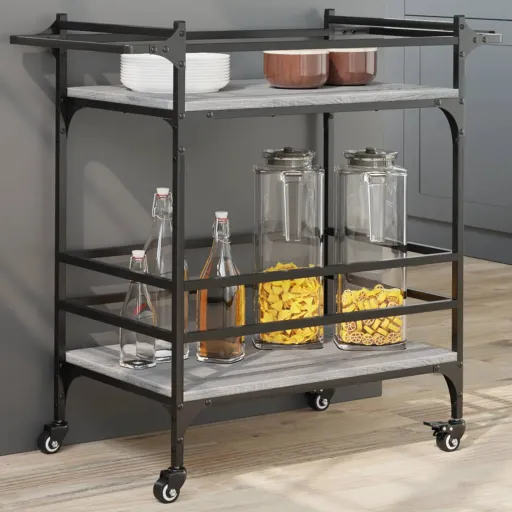 Carrinho de Cozinha 82x40x78,5cm Derivados Madeira Cinza Sonoma