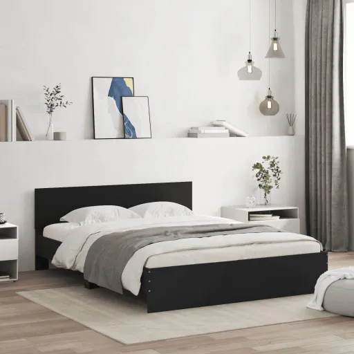 Estrutura de Cama com LED Sem Colchão 150x200 cm Preto
