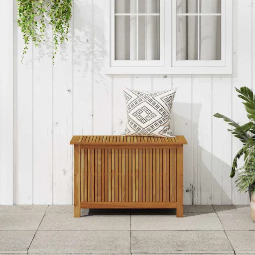 Caixa Arrumação para Jardim 90x50x58cm Madeira Acácia Maciça