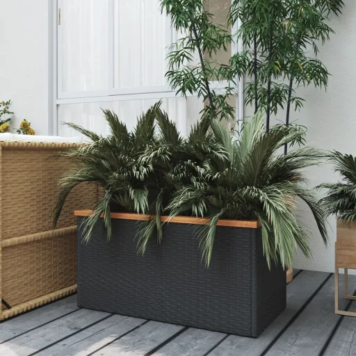 Vaso/Floreira 80x40x40 cm Vime PE Preto
