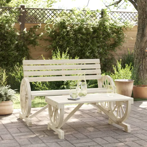 Conjunto Lounge de Jardim Madeira de Abeto Maciça (2 pcs)