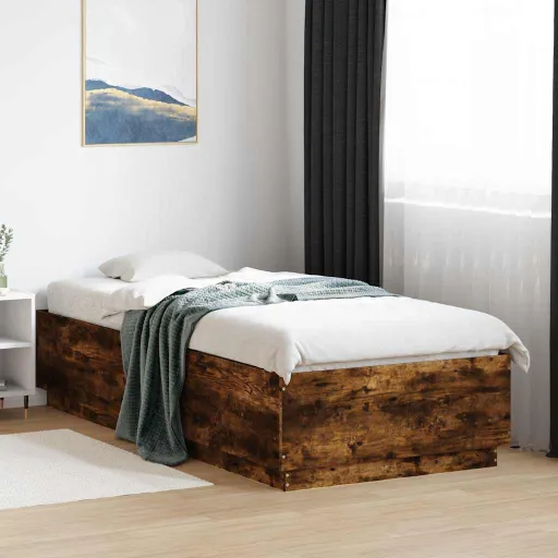 Estrutura Cama 100x200 cm Derivados de Madeira Carvalho Fumado
