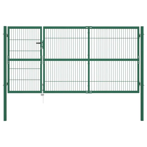 Portão de Jardim com Postes 350x140 cm Aço Verde.