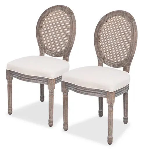 Cadeiras de Jantar   Tecido Cor Creme (2 pcs)