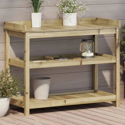 Mesa Jardinagem c/ Prateleiras 108x45x86,5 cm Pinho Impregnado
