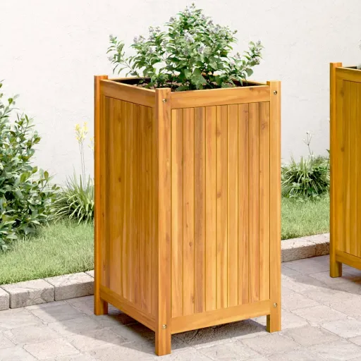 Vaso/Floreira de Jardim com Forro 42x42x75 cm Acácia Maciça
