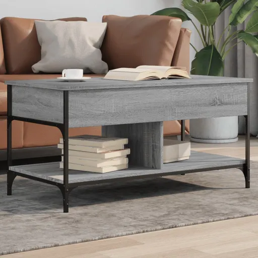 Mesa de Centro 100x50x50cm Deriv. Madeira/Metal Cinzento Sonoma