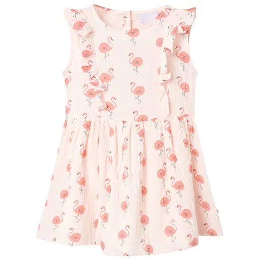Vestido de Criança com Folhos Rosa-Suave 140