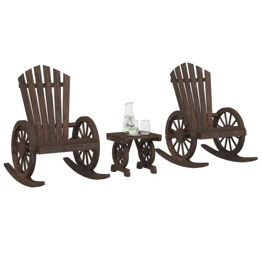 Conjunto Lounge de Jardim Madeira de Abeto Maciça (3 pcs)