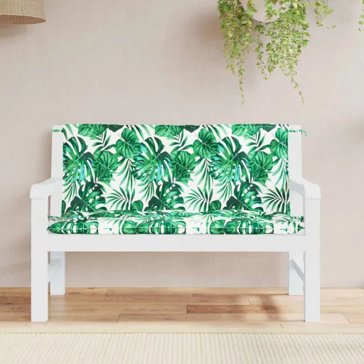Almofadões Banco Jardim   120x50x7 cm Oxford Padrão Folhas (2 pcs)