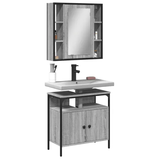 Conjunto Móveis WC Derivados de Madeira Sonoma Cinza (2 pcs)