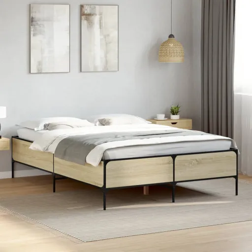 Estrutura de Cama 120x190 cm Derivados Madeira/Metal