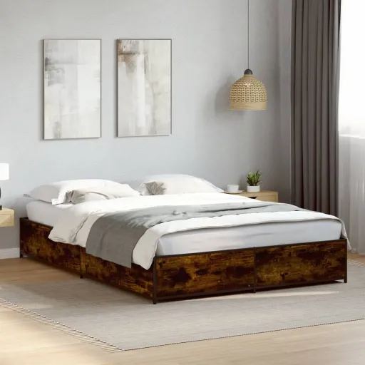 Estrutura de Cama 150x200 cm Derivados Madeira/Metal