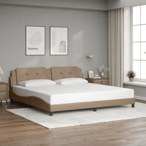 Estrutura de Cama Sem Colchão Zadar 200x200 cm Couro Artificial Cappuccino