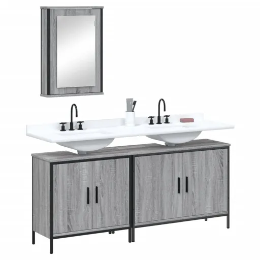 Conjunto Móveis Casa de Banho Madeira Proc. Cinza Sonoma (3 pcs)