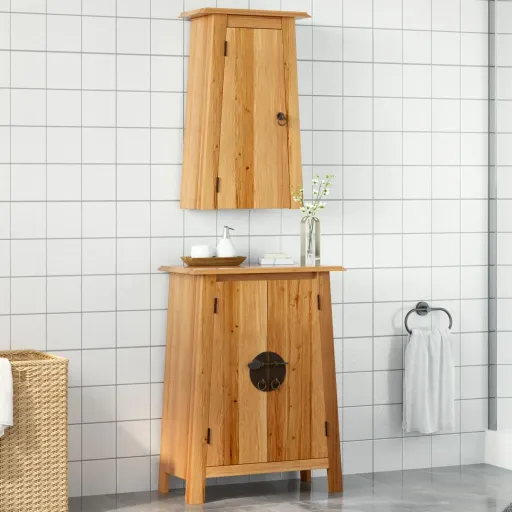 Conjunto Móveis p/ Casa de Banho Madeira de Pinho Maciça (2 pcs)
