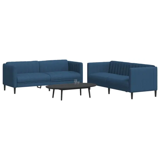 Conjunto de Sofás Tecido Azul (2 pcs)