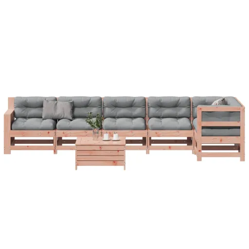 Conj. Lounge Jardim com Almofadões Madeira Douglas Maciça (7 pcs)