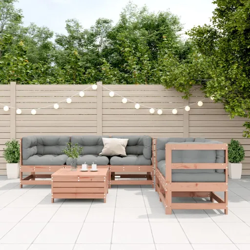 Conj. Lounge Jardim c/ Almofadões Madeira Douglas Maciça (6 pcs)
