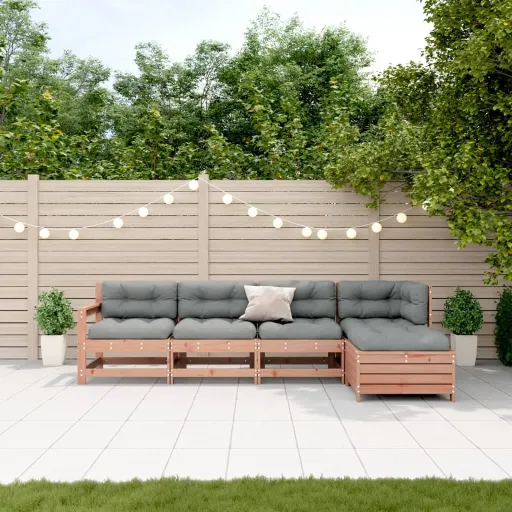 Conj. Lounge Jardim com Almofadões Madeira Douglas Maciça (5 pcs)