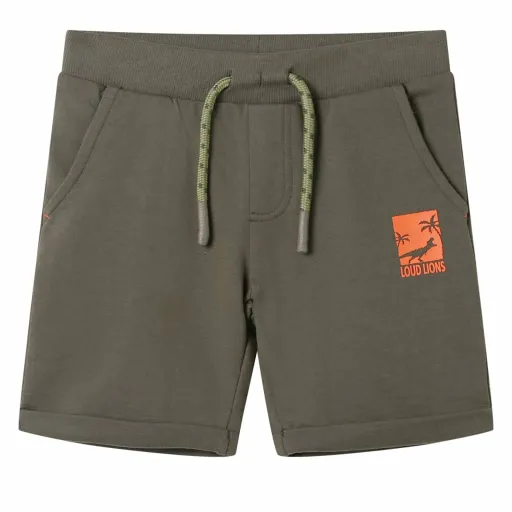 Calções de Criança com Cordão Cor Caqui-Escuro 116