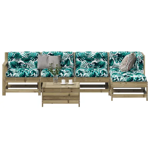 Conjunto Lounge de Jardim c/ Almofadões Pinho Impregnado (6 pcs)