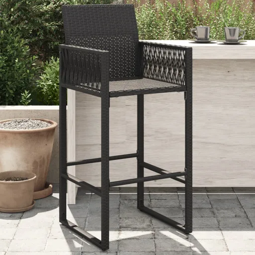 Bancos de Bar para Jardim   Vime PE Preto (2 pcs)