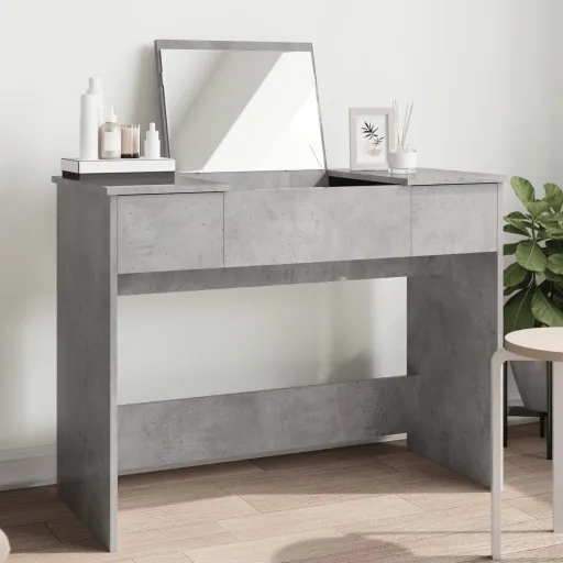 Toucador com Espelho 100x45x76 cm Cinzento Cimento