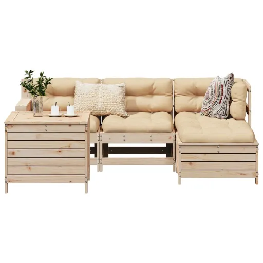 Conjunto de Sofás para Jardim Madeira de Pinho Maciça (5 pcs)