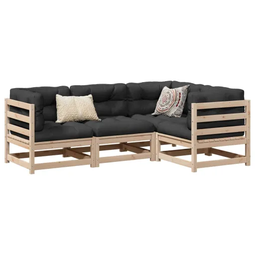 Conjunto Sofás de Jardim Madeira de Pinho Maciça (4 pcs)